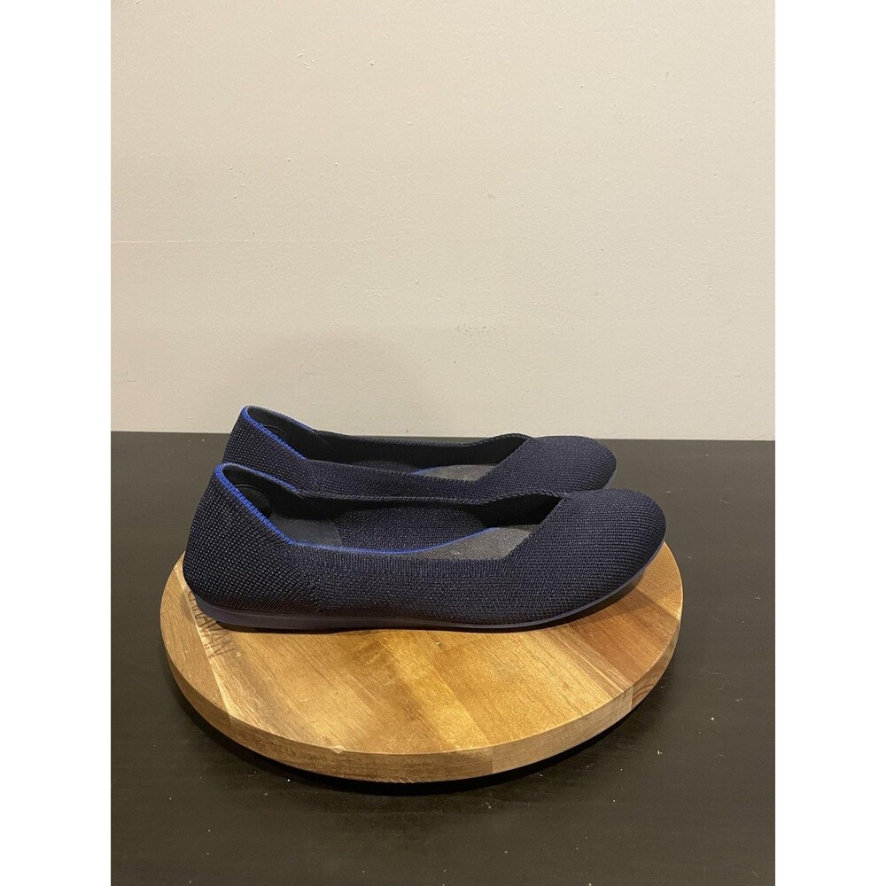 Rothys The Flat Womens 6 Blue Knit Ballet Flats Slip On Comfort Casual Shoes